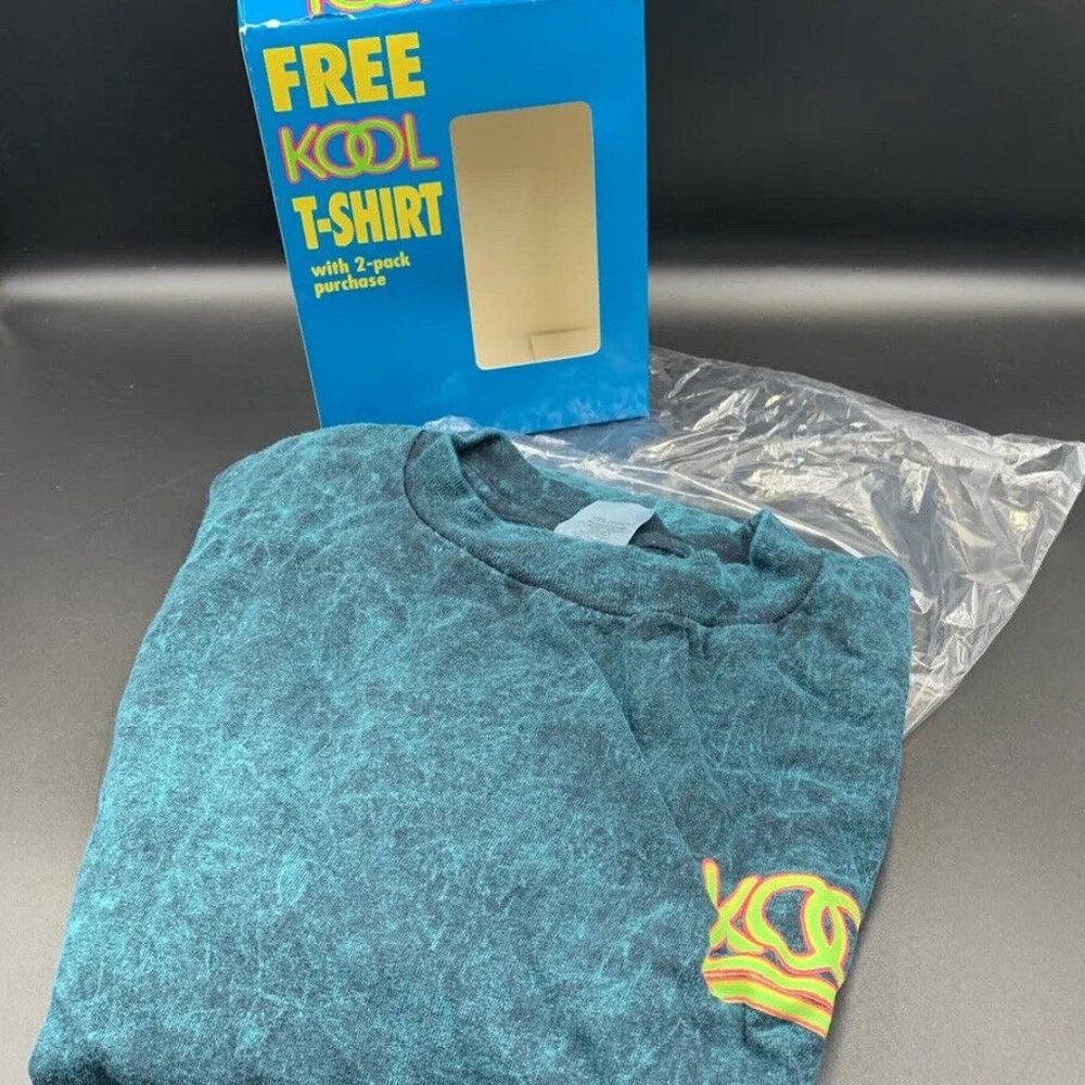 Thrashed 1990s Kool cigarette ad neon boxy matte marble shirt XL